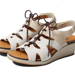 SAS. Sedona  Lace Up Wedge Sandal - Cream and Brown